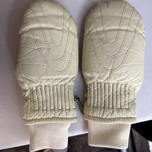 VTG 1980s ARIS Leather Down Filled Ski Mittens Gloves Ladies Medium Warm
